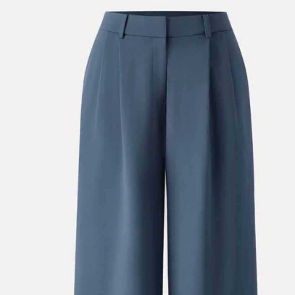 OGL Ponte-De-Roma Breezy Wide Leg Pant with Pockets - Rock Blue